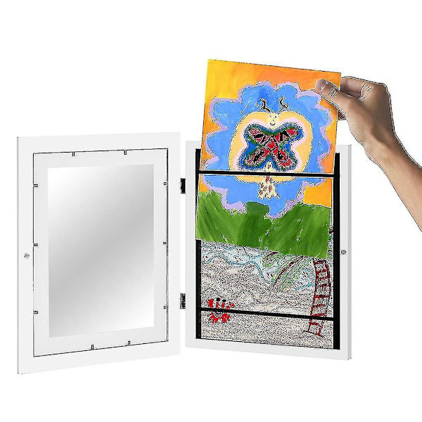 Barnerammer for barn - Enkelt å bytte kunstverk - Rammer for tegninger og kunstverk - Fotorammer for vegg og bordplate (26 x 35 cm)