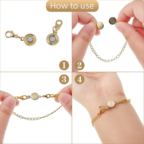 12 delar Låsande magnetiskt smyckeslås Runt halsband Låsförslutningar Armbandsförlängare för smyckestillverkning (guld)