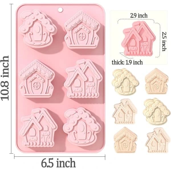 (2-pack) Jul Silikonformar Pepparkakshusformar Non-Stick Silikonformar för Bakning Rosa Geléformar Choklad