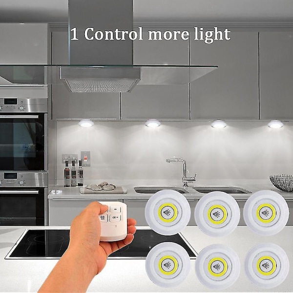 Smart trådlös fjärrkontroll Dimbar nattlampa Dekorativa mini LED-lampor Köksgarderob Trappa Gang Badrumsbelysning Cold White 1 Controller 2 Lamps