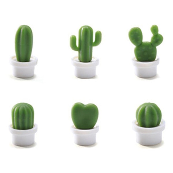 6st Kylskåpsmagneter Söt Mini Suckulent Plant Vas Set Magnet Knapp Kaktus Kylskåp Meddelande klistermärke