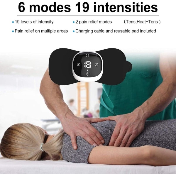 Trådlös TENS-maskin för smärtlindring - TENS-enheter med värme, uppladdningsbar muskelstimulator, EMS-massage