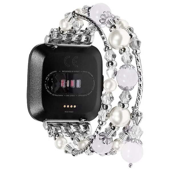 Lyxiga kristallpärlor runda pärlor Watch Band Handledsrem för Fitbit Versa Lite