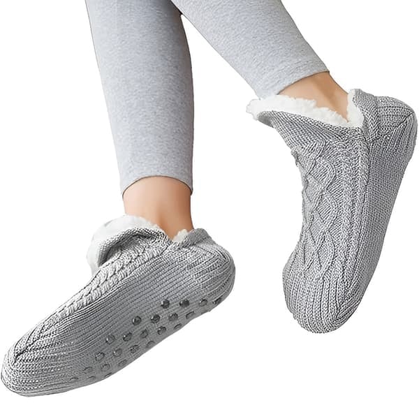 TS Knitted Velvet and Wool Slippers with Anti-Slip Sole - Size 35-39