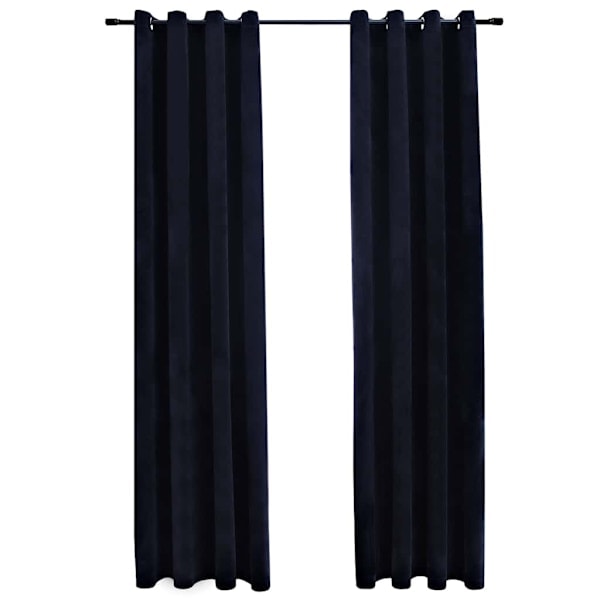 vidaXL Pimennysverhot metallirenkailla 2 kpl musta sametti 140x225 cm musta 2200