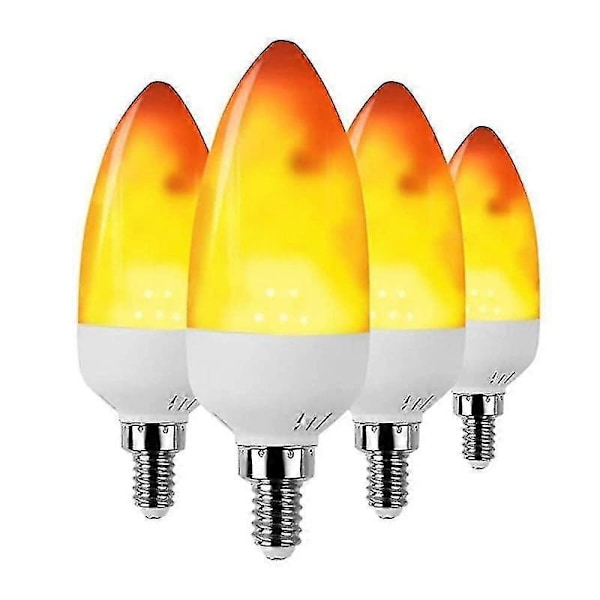 4-pack E14 3W Glödlampor med Flammande Effekt 3 Lägen Ljusstake Varmvit Ljuskrona Lampa Kompatibel Halloween (LGL)