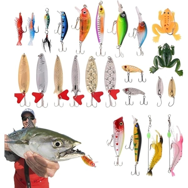Fiske Adventskalender 2024 - Fiskedrag Set, Fiskeutrustning för Vuxna Män Pojkar, Fisketillbehör (24 st)