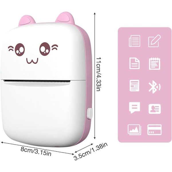 Bærbar Fotoprinter, Mini Termisk Printer, Trådløs Bluetooth-printer, Blækfri Printer, Klistermærke P