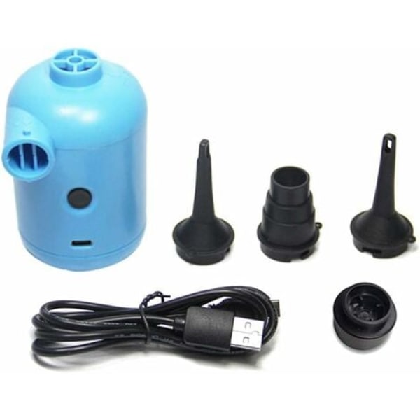 TS-N/Y Elektrisk luftpumpe for oppblåsbare bassenger, rask oppblåsingspumpe med 3 dyser, bærbar USB-ladeoppblåser og deflatorpumpe for m