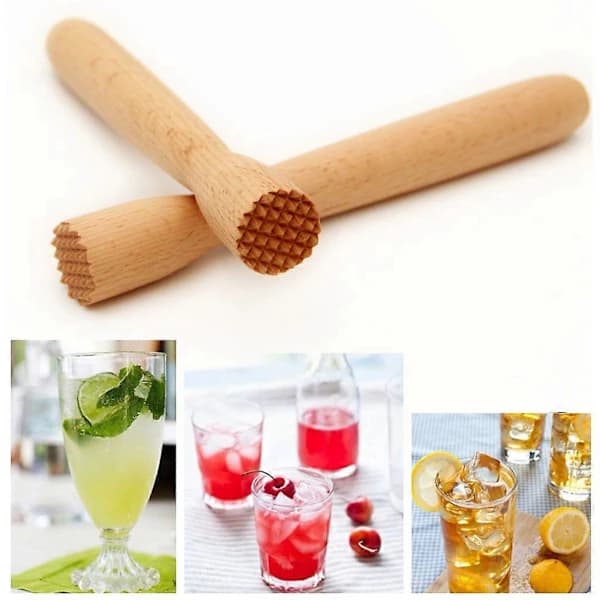 Drink Muddler af bøgetræ, træmorter, knuser, cocktailrører, barværktøj, ishammer, bartilbehør