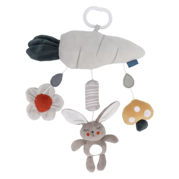 Soft Plush Hanging Toy Grey Rabbit Carrot Rattle Stroller Crib Mobile