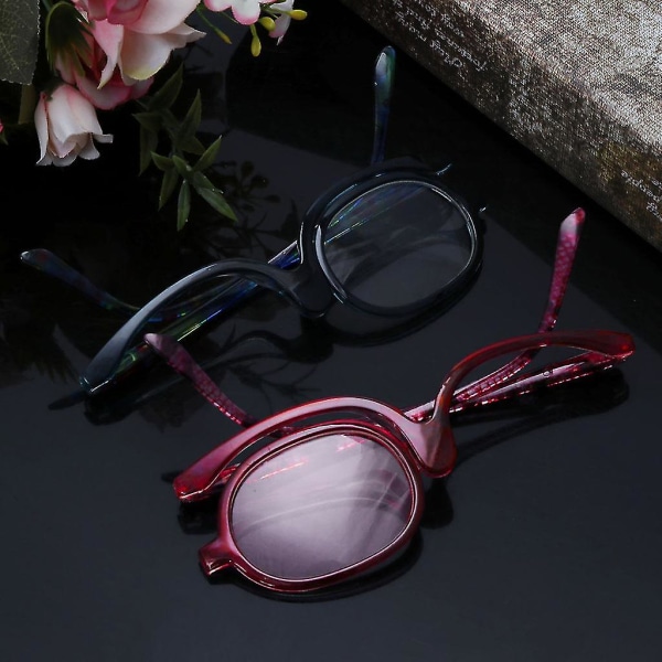 Kvinnors smink läsglasögon Vridbara vändbara sminkglasögon försynt +1,00 till +4,0 Blue 300