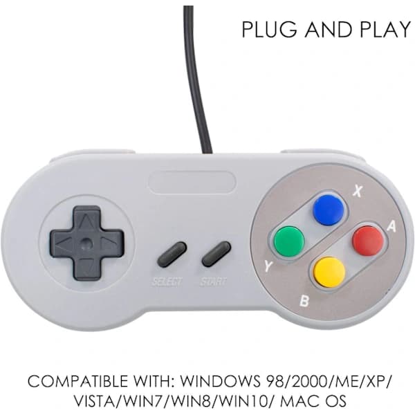 2-pack SNES/NES-imitation USB-kontroller - Klassisk retro-gamepad