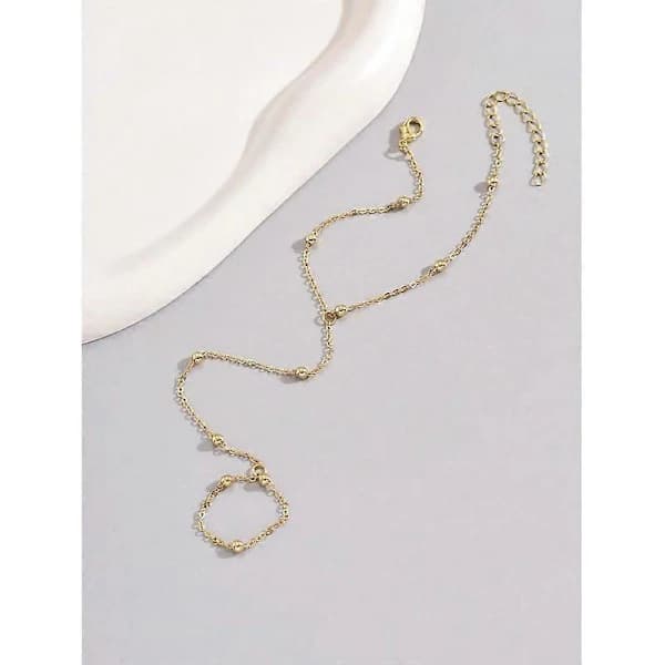 Ringarmbånd Håndkæde Armbånd (Guld) til Kvinder Håndperlede Fingerkæder Armbånd Ringarmbånd
