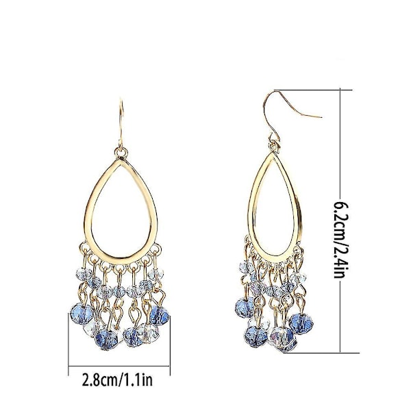 Dam Faux Crystal Hollow Water Drop Tassel Dangle Hook Örhängen Party Smycken