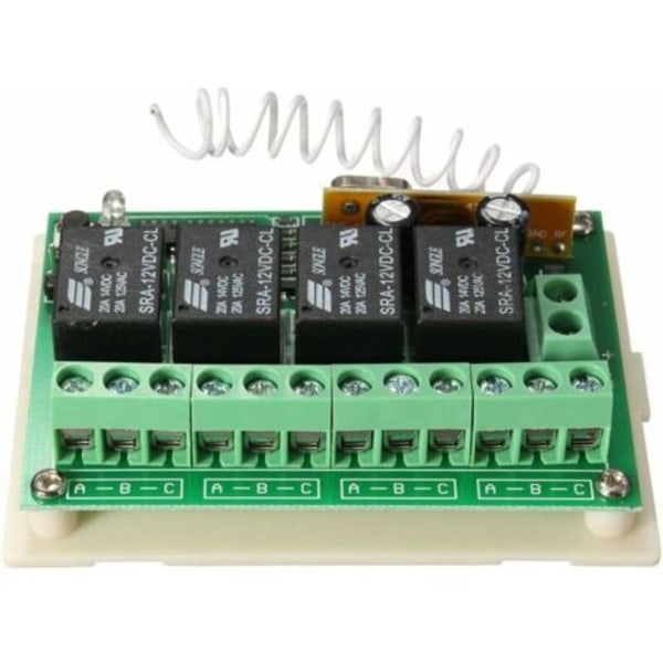 KZQ 433MHZ Trådløs Fjernkontroll DC 12V 4CH Langdistanse RF Relébryter 2 Sendere + 1 Mottaker for Garasjeport/Grind Alarm