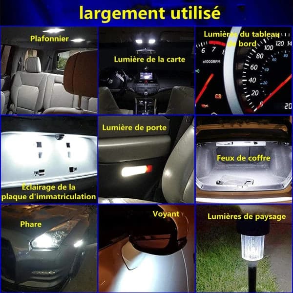 10 stk hvite T10 3030 2SMD LED-billamper (hvitt lys)