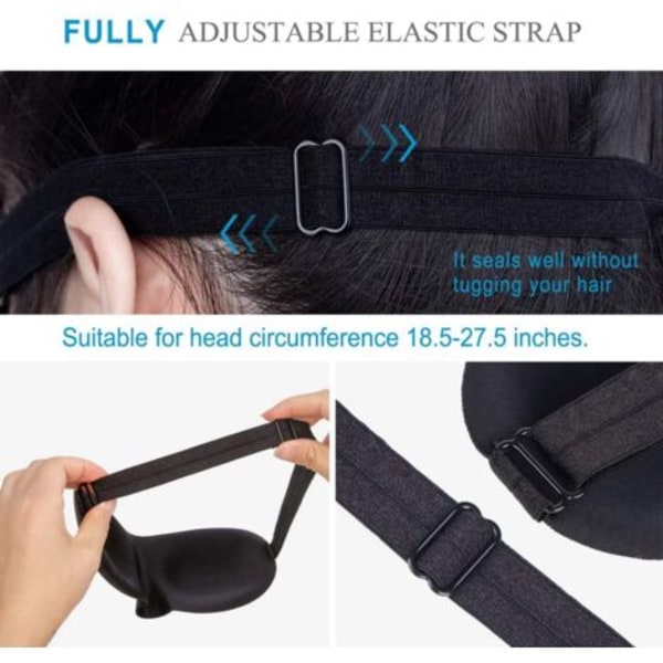 Sovmask för kvinnor och män, 100% mörkläggande ögonbindel 2-pack, fullt justerbar spänne 3D ögonkontur sovmasker för resor, spa, tupplur, flyg