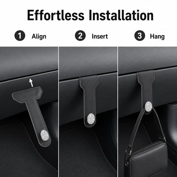 3-pak metalhandskerumskroge med glitterkant til bil, mini, sort Black 1