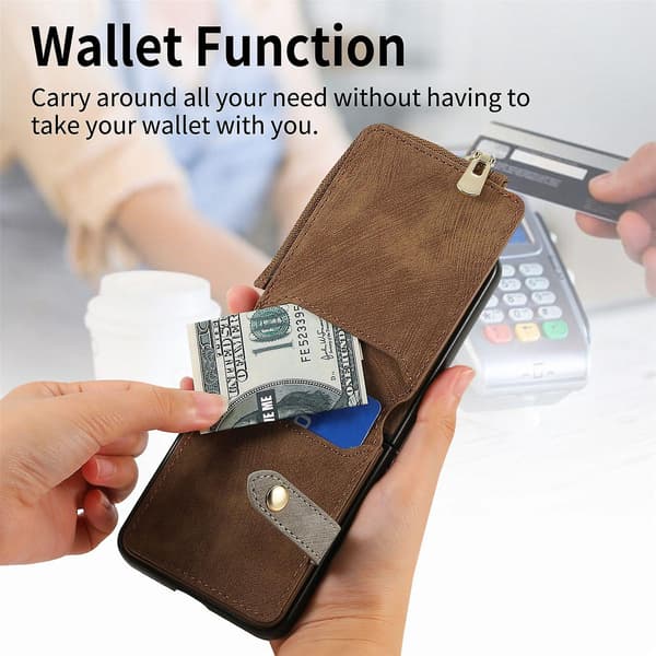 Retro Ring Vertical Phone Case For Samsung Galaxy Z Flip6 Brown