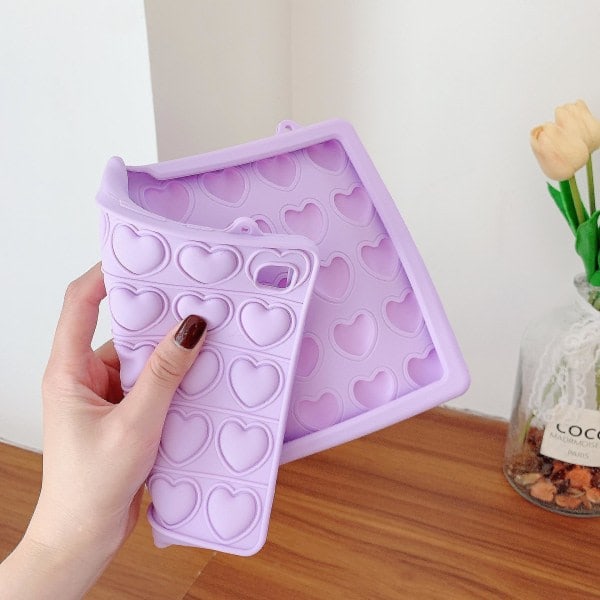 Pop Fidget Lelu Kotelo Samsung Galaxy Tabille Paina Kupla Suojaava Iskunkestävä Kuori Violetti T515-T510 10.1