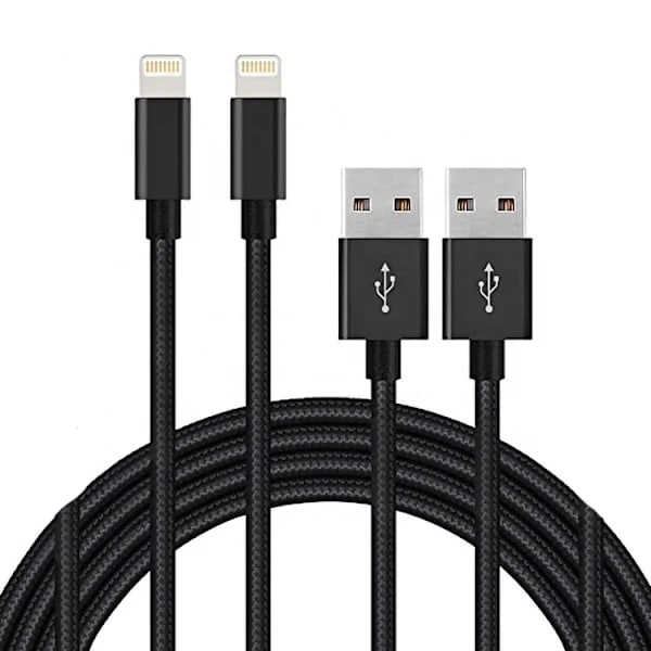 2 kpl 3 metrin Lightning-kaapeli Musta