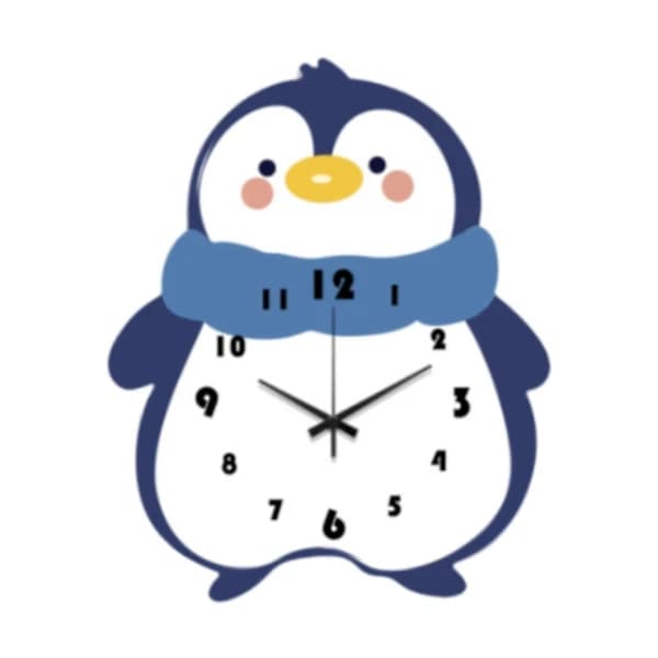 Penguin Väggklocka Tyst Badrum Sovrum Väggkonst Dekor Hängande Klocka