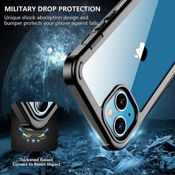 C4U® Shockproof Defence - iPhone 13 - støtdempende skall 3i1 Svart iPhone 13