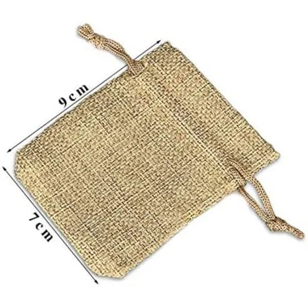 100 st Juteväskor 7x9cm, Återanvändbara Presentpåsar, Juteväskor med Dragsko för Smycken Present Födelsedagsfest Jul Bröllop DIY - Khaki