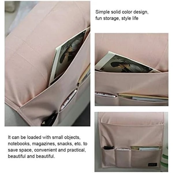 Rosa Sofa Armlæns Organizer, Multifunktionel Foldbar Taske