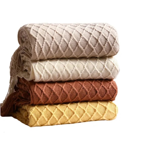 Blankets Textile City Konstgjord Kashmir Sofffilt Överdrag Nordisk Stil Stickad Enfärgad Pläd Toffs Sängkläder Produkter VårSommar Guld 231120