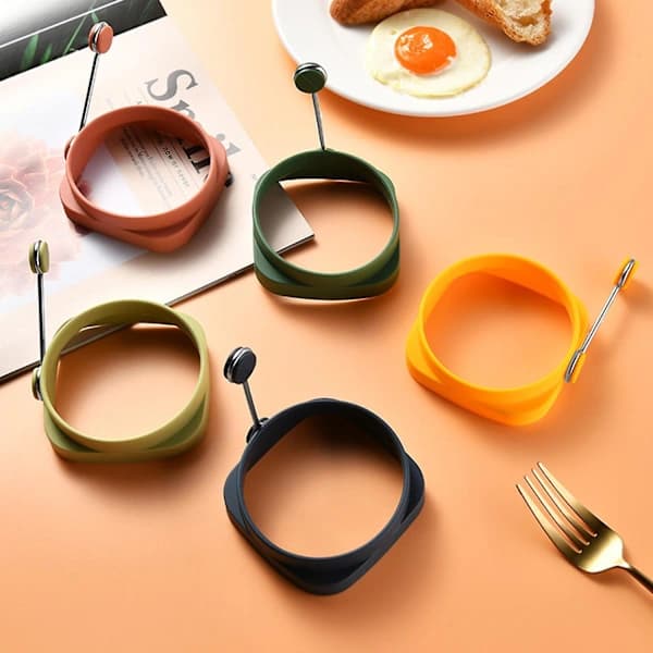 Fried Egg Mold High Temperature Resistance Flexible Double-sided Square Round Egg Frying Pan Mold Dark green