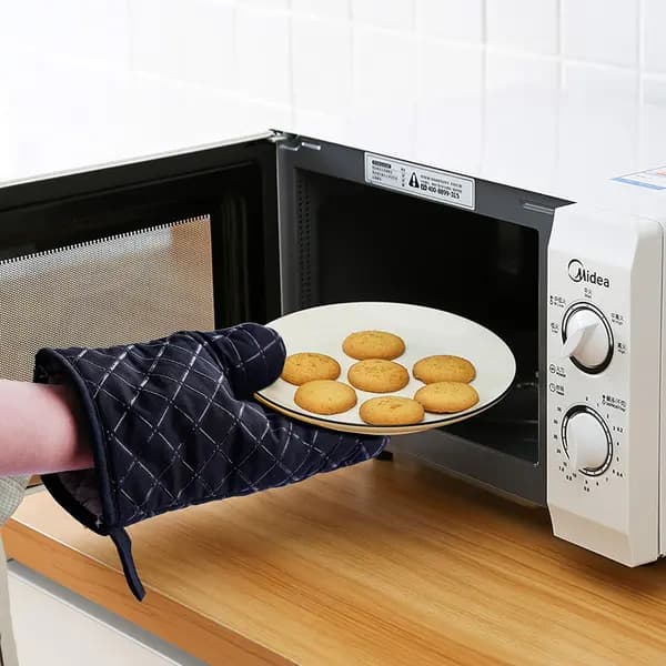 Värmebeständiga ugnsvantar i silikon med bomullsfoder, halkfria långa handskar för bakning, matlagning, grillning, camping blue