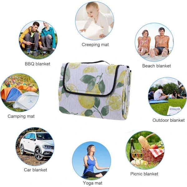 Washed Picnic Blanket Insulated Sand Resistant With Handle
