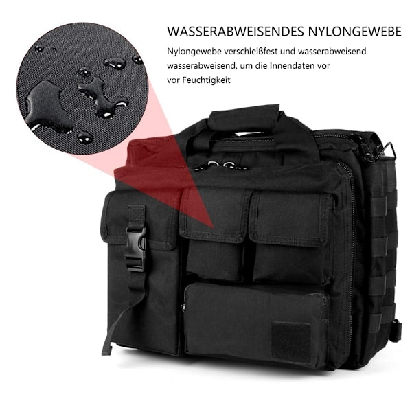 Multifunktionell herr nylon axelväska laptop messenger väska handväskor laptopväska skolväska stor nog för 15,6 \" laptop/kamera (svart)