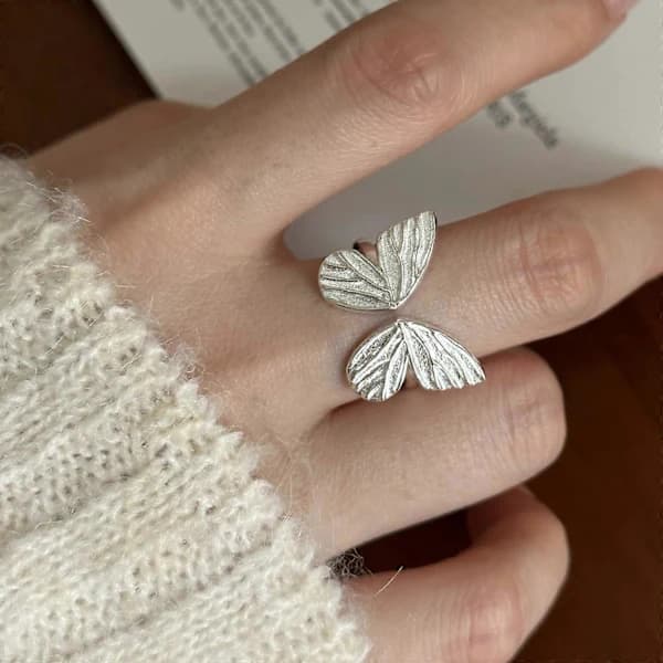 925 sterling sølv sommerfuglring til kvinder, eksklusiv åben ring i skovstil