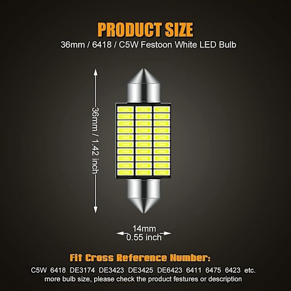 2024, LED Inredningsbelysning Bil 10 St Bilinredningsbelysning 36 Mm Penlampa För Inredningsbelysning Bil 12 V LED Inredningsbelysning Ambient Lighting Bil