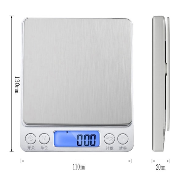 Kökselektronisk Vågskala 0,1 g Hög Precision Mini Bärbar LCD-Display Digital Matvåg för Smycken