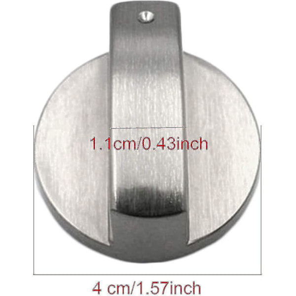 Gasspisknoppar, 4 st, Metall, 6 mm, Silverfärgad, Justeringsknoppar för gasspis eller ugn Bdliv
