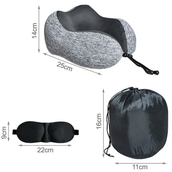 3-i-1 Resekit med Memory Foam - Nackkudde & Sovmask