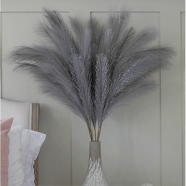 Stor Pampasgress Grå Kunstig 5 Stilker Ekstra Fluffy Kunstig 70cm Blomsterbukett Fjær Stue Hjem TAO (YJD)
