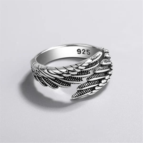 Justerbar 925 STEMPLET STERLING SØLV Skytsengel Vinge Ring Gave hurtig levering
