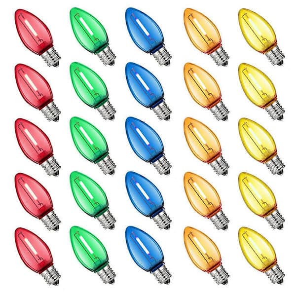 25 Colored Plastic LED Bulbs for Party Decoration, Shatterproof Multicolor Mini Bulbs for Holidays
