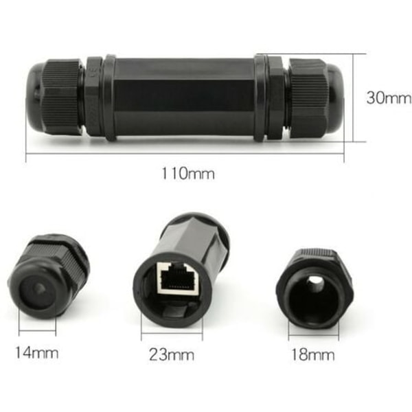 TS-Sarja 2 kpl suojattuja RJ45-vedenpitäviä liittimiä Cat5/5e/6 8P8C IP67 Ethernet LAN uros kaksoispää ulkokäyttöön LAN-kytkinsovitin naaras-naaras