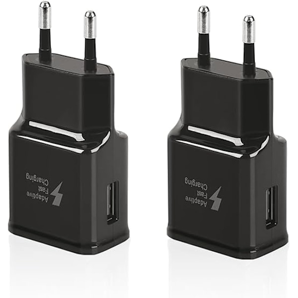 2-pak USB-oplader kompatibel med Samsung Galaxy S-serien Edge/Plus/Active og andre smartphones, hurtigoplader strømadapter hurtigopladningsstik