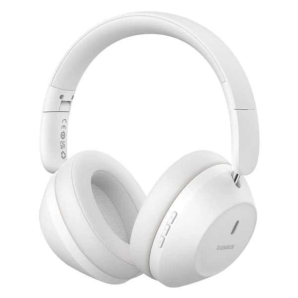 TS-Baseus Bass 30 Max on-ear Bluetooth-hörlurar med lång batteritid - Vit