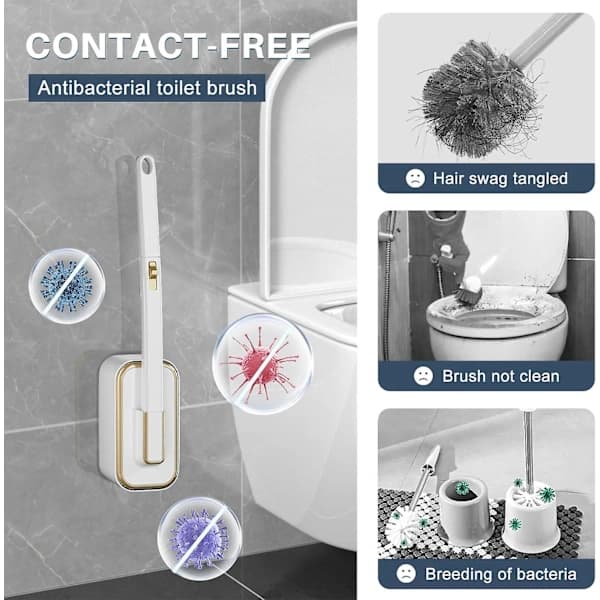 Toiletbørste-sæt med 24 refills, Engangs toiletbørste-sæt med vægmontering og aromaterapi