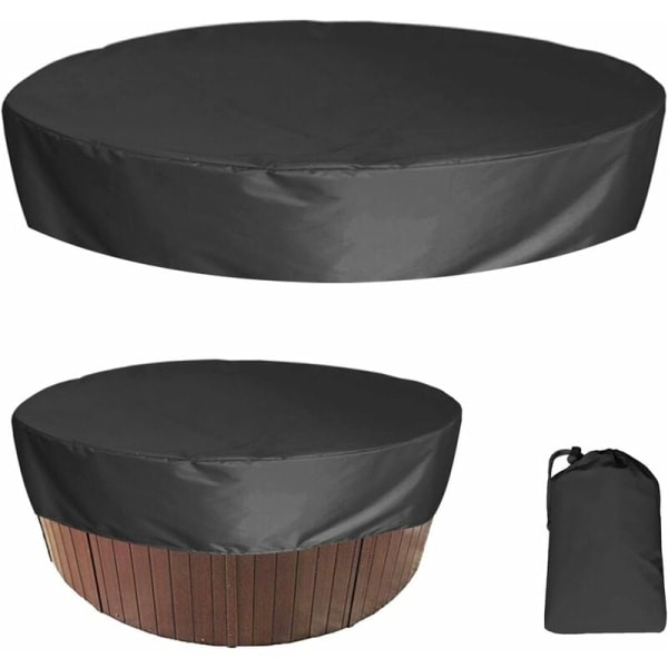 Vandafvisende rundt udendørs badekar spa-låg, vandtæt spa-låg, UV-bestandig vindafvisende pool badekar låg, sort, 200×30cm