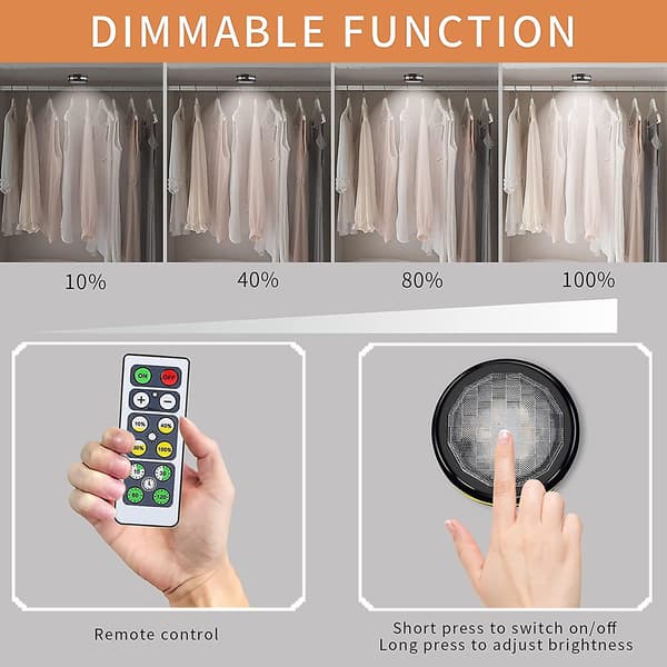 Puck Lights with Lmell Remote Control, Wireless LED Puck Lights Battery Operated, LED Puck