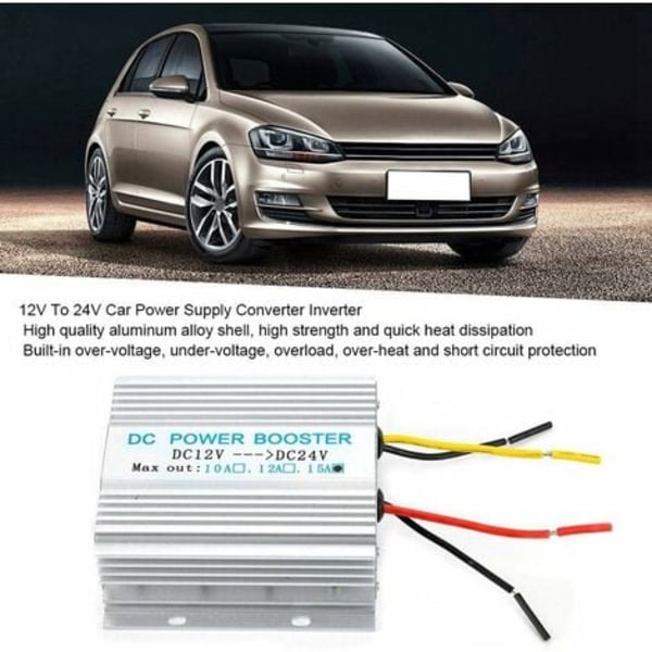 TS-Strømomformer, Bilstrømforsyning 12V til 24V DC-DC Inverter 15A